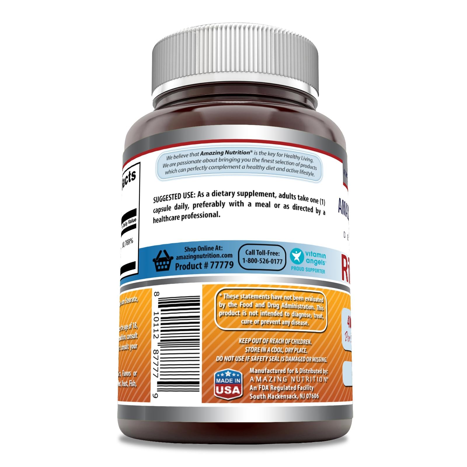 Amazing Nutrition Riboflavine 400 mg – gélules faciles à avaler.