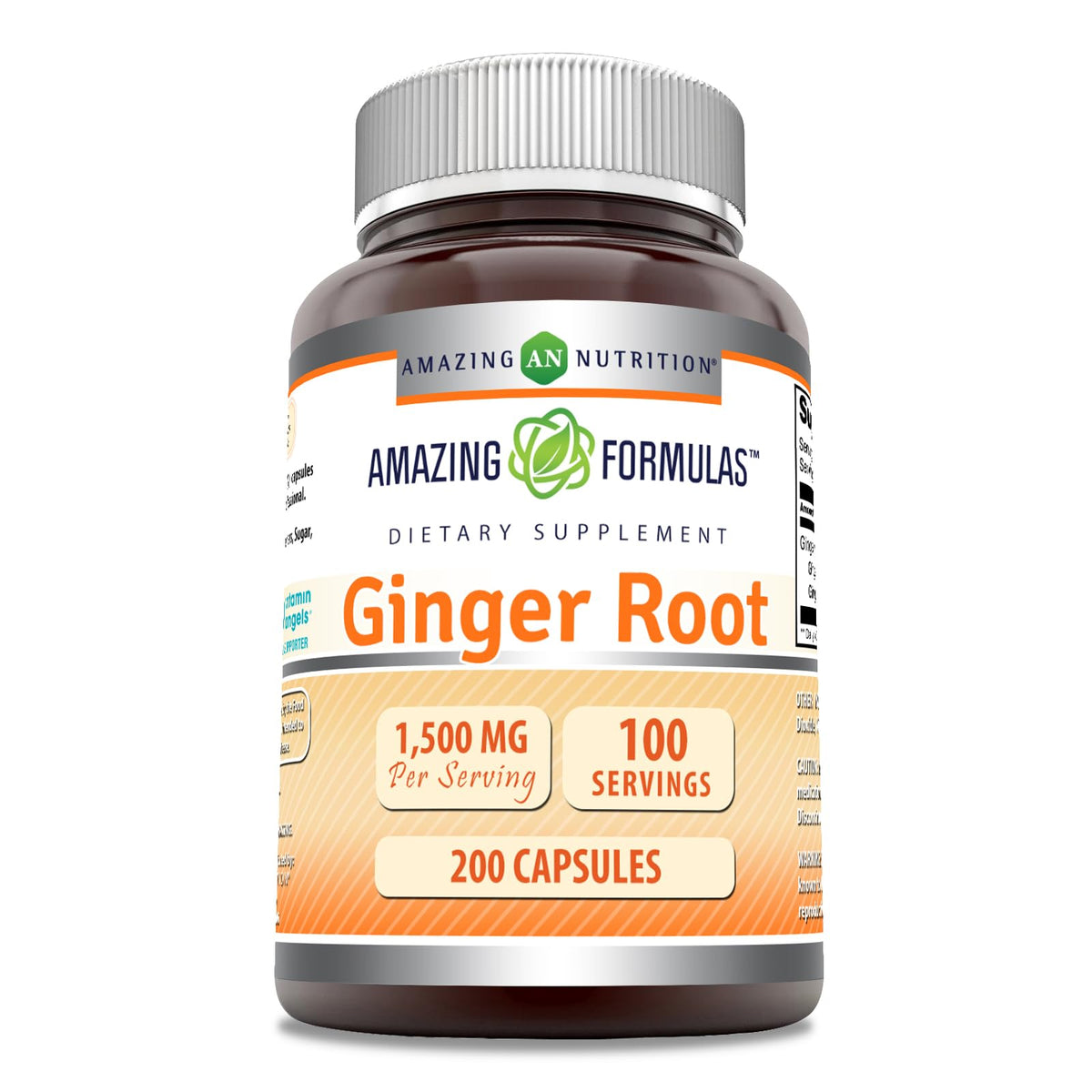 Amazing Nutrition gingembre-bouteille-avant : flacon pratique pour un apport quotidien.