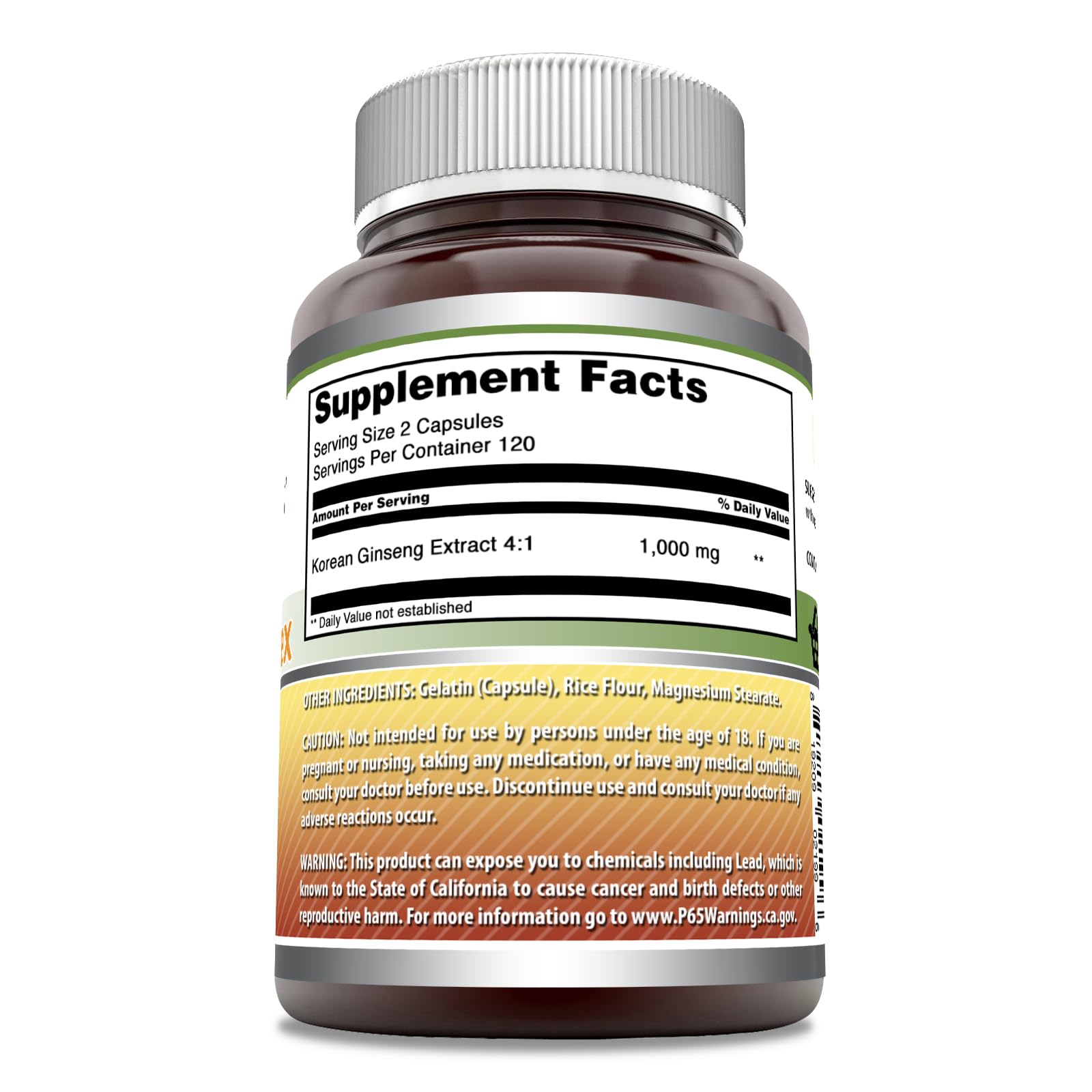 Amazing Nutrition Ginseng Complex — gélules, pratique pour soutenir énergie et concentration au travail.