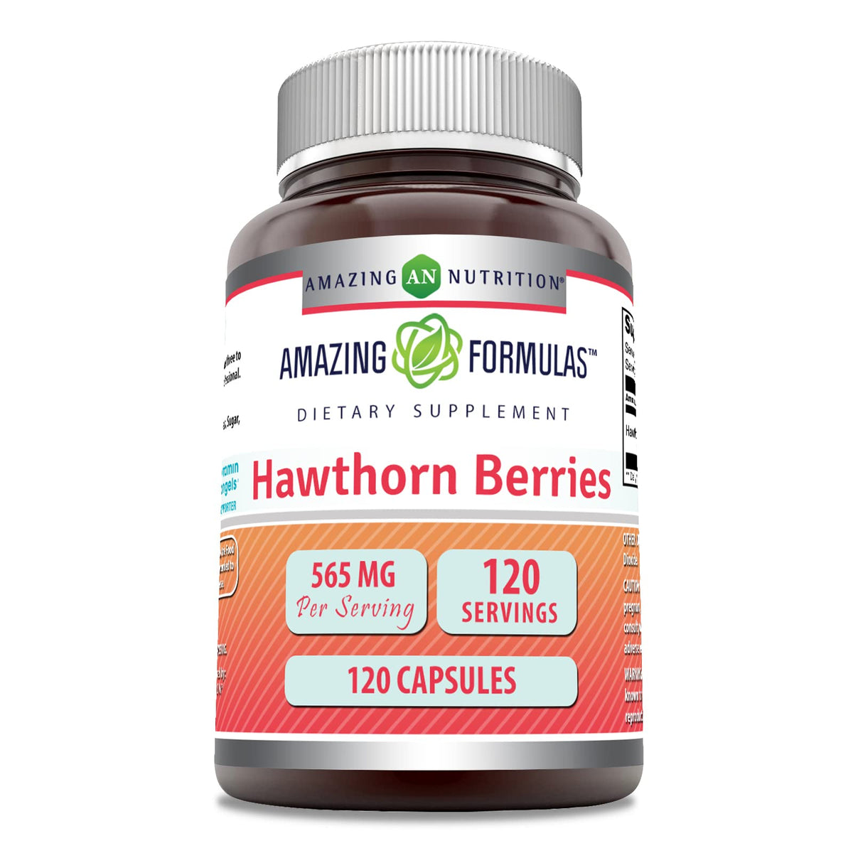 Amazing Nutrition Hawthorn Berries - bouteille avec 120 capsules faciles à prendre pour votre routine.