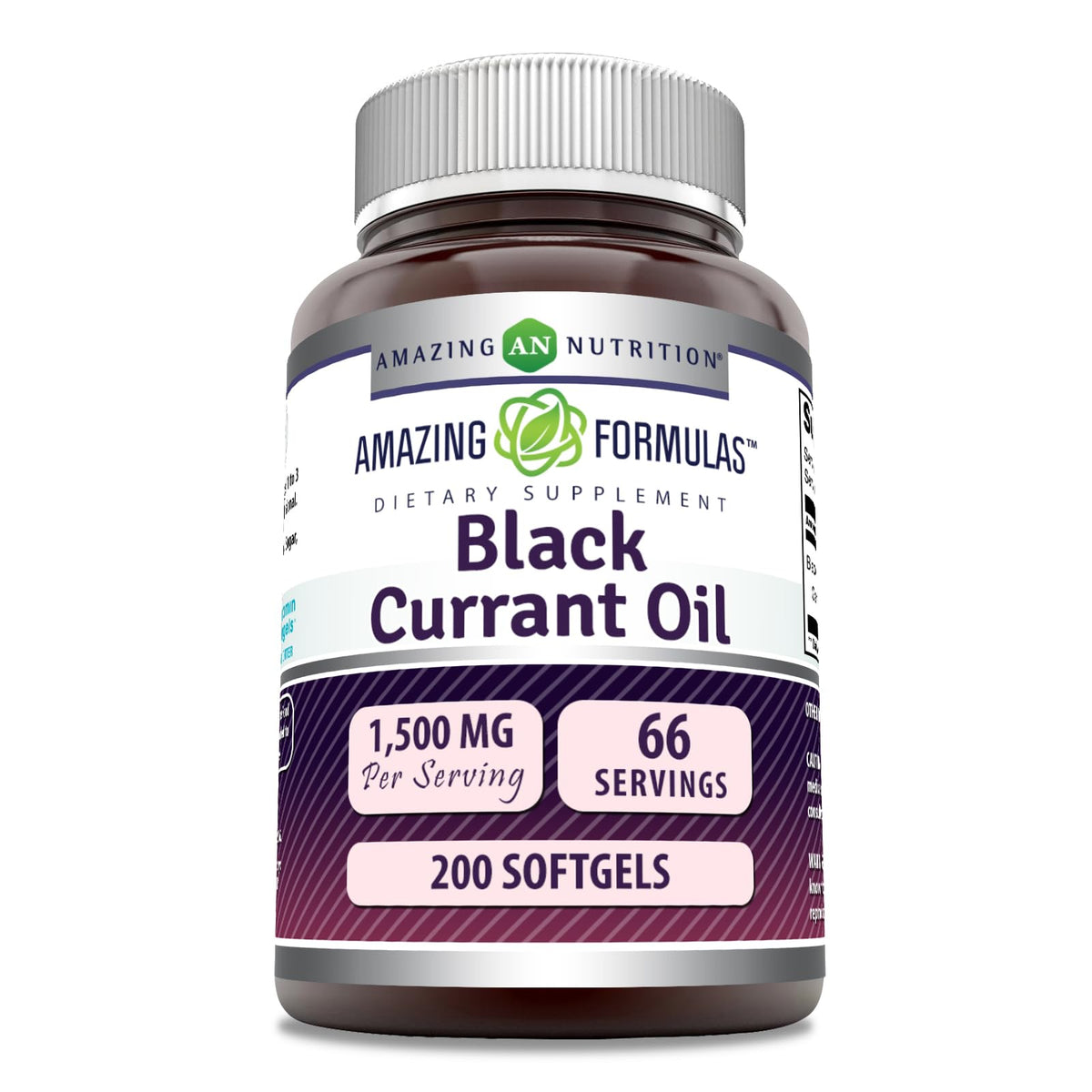 Amazing Nutrition huile de cassis 1500 mg en bouteille, source pratique de GLA.