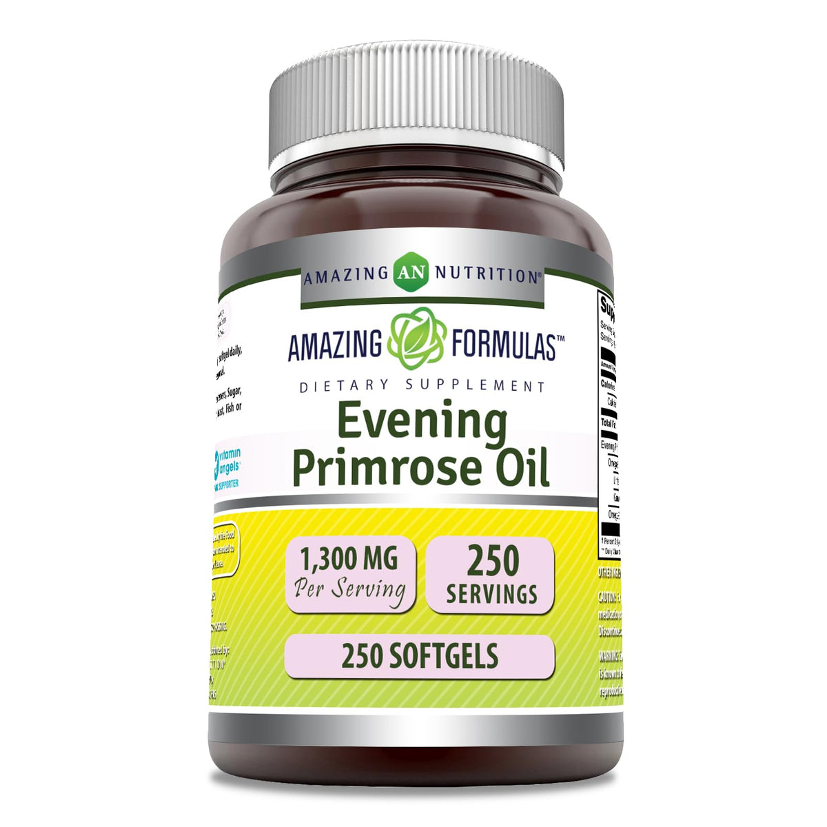 Amazing Nutrition – huile d’onagre 1300 mg en bouteille, pureté et concentration élevée.