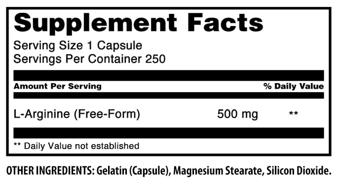 Gélules L-Arginine Amazing Nutrition près du bouchon, dosage simple et rapide.