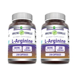 Amazing Nutrition L-Arginine: bouteille avant, dose de 500 mg par capsule pour utilisation quotidienne.