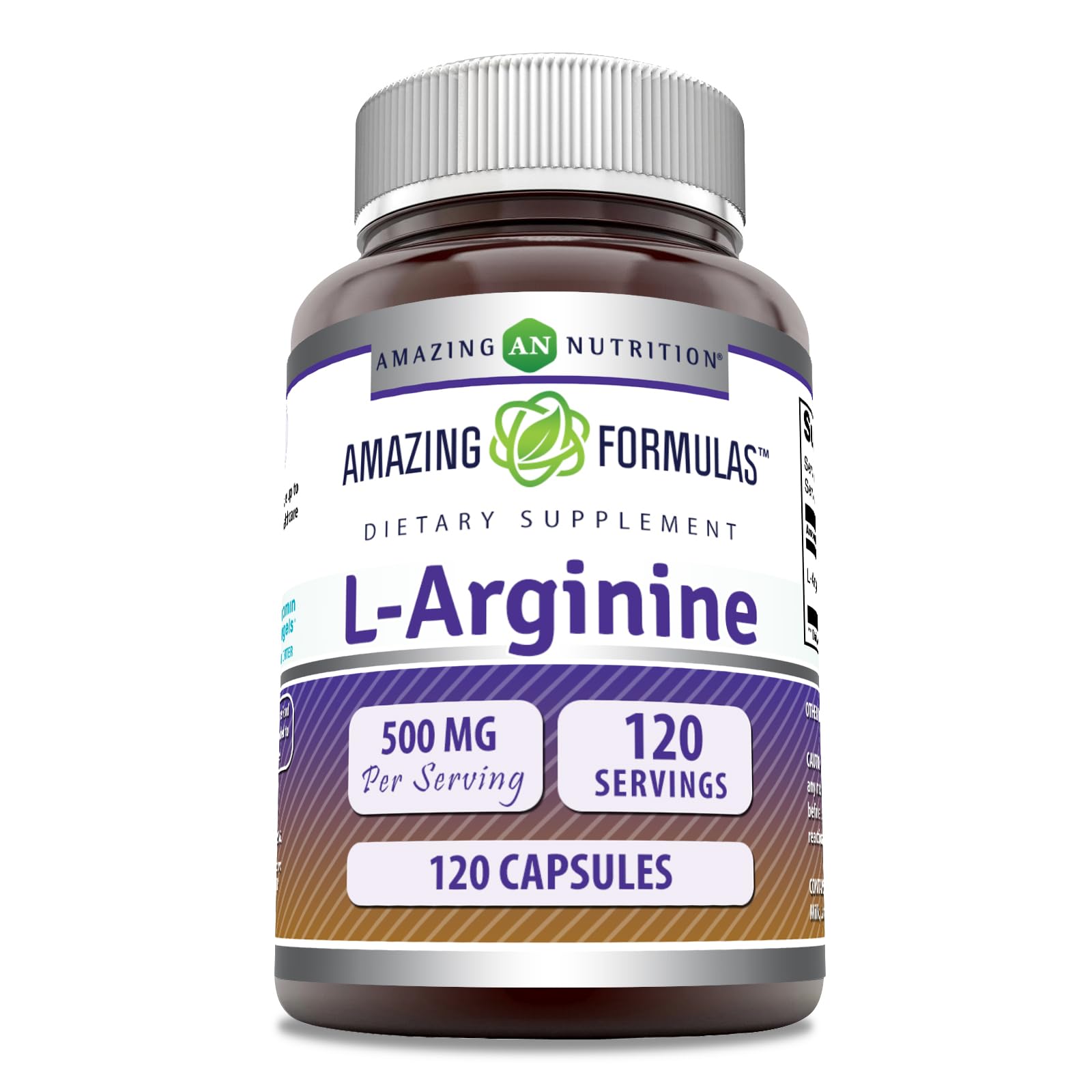 Capsules Amazing Nutrition L-Arginine en bouteille, soutien potentiel à votre routine quotidienne.