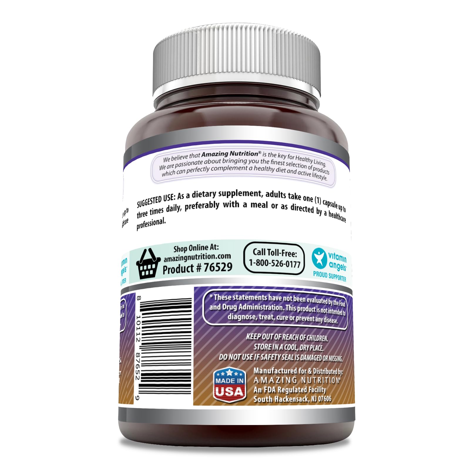 Capsules L-Arginine Amazing Nutrition, prise facile et pratique au quotidien.