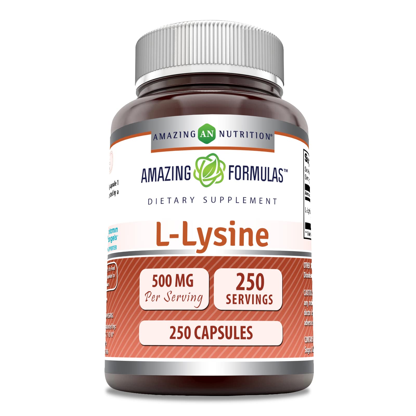 Amazing Nutrition L-Lysine 500 mg – bouteille, pratique pour une prise quotidienne d'acides aminés