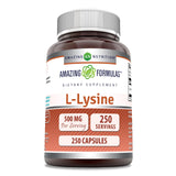 Amazing Nutrition L-Lysine 500 mg – bouteille, pratique pour une prise quotidienne d'acides aminés