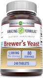 Amazing Nutrition levure de bière, tablettes 500 mg, emballage pratique pour usage quotidien.