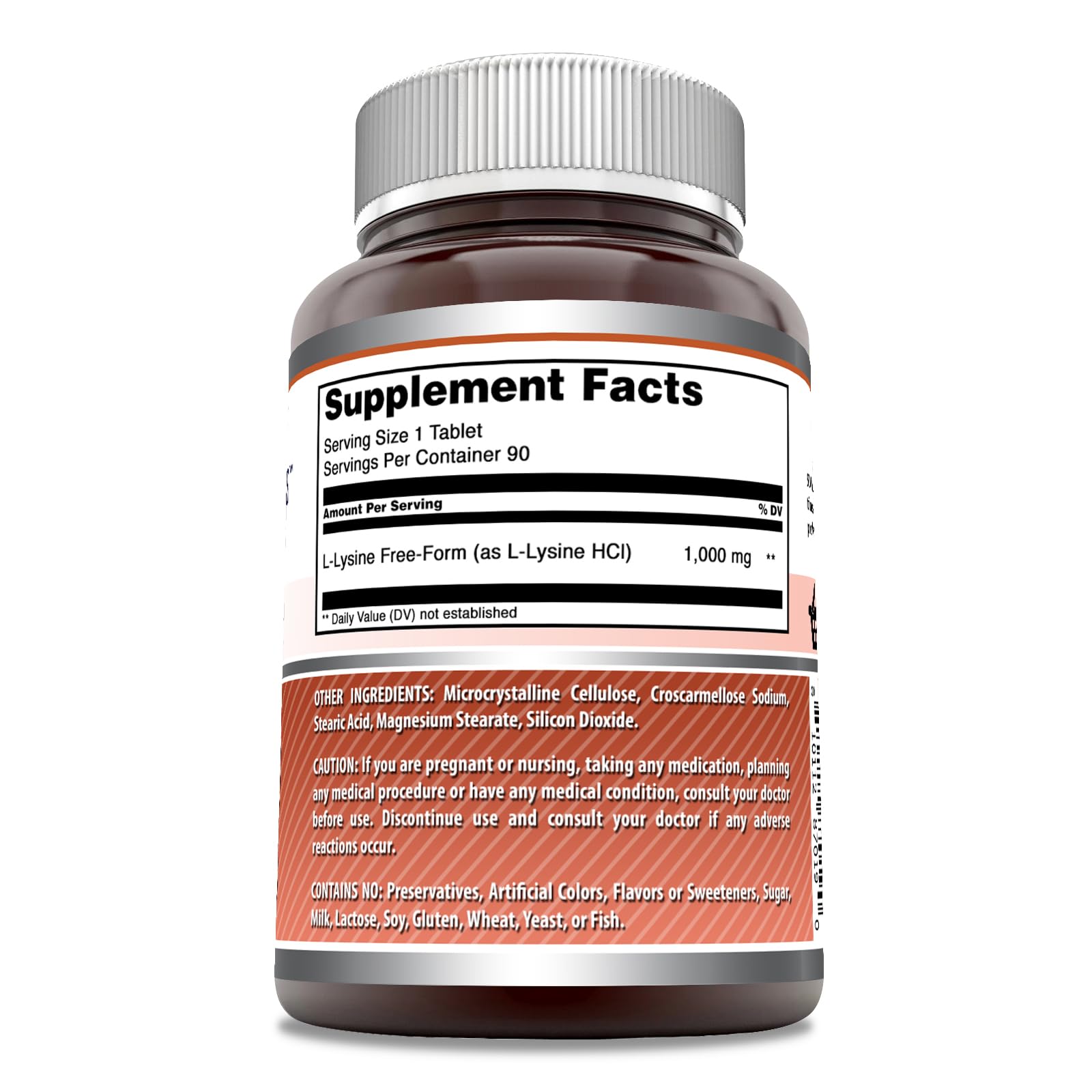 Comprimés L-Lysine 1000 mg d'Amazing Nutrition pour une routine quotidienne.