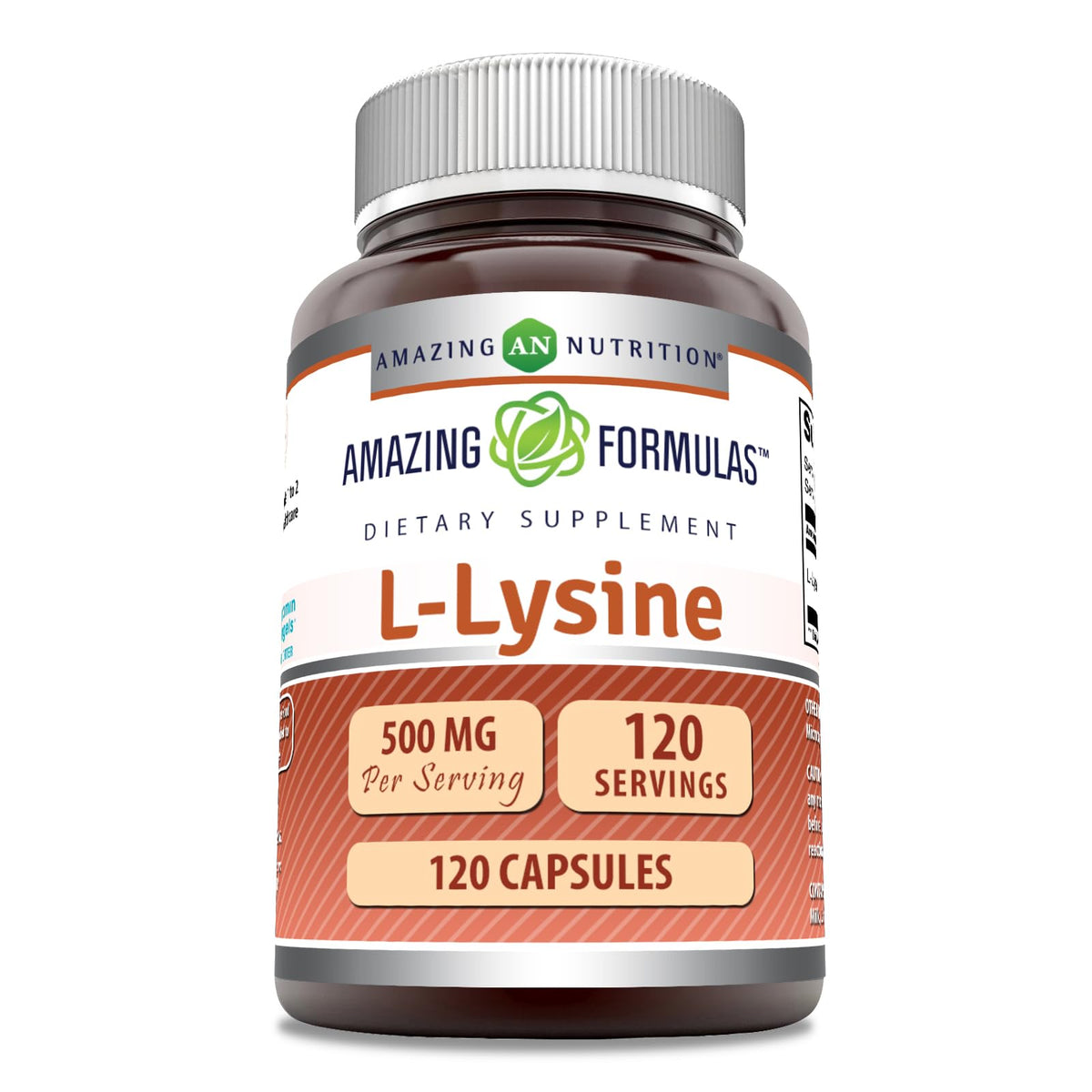Gélules L-Lysine Amazing Nutrition en bouteille, usage quotidien pratique.