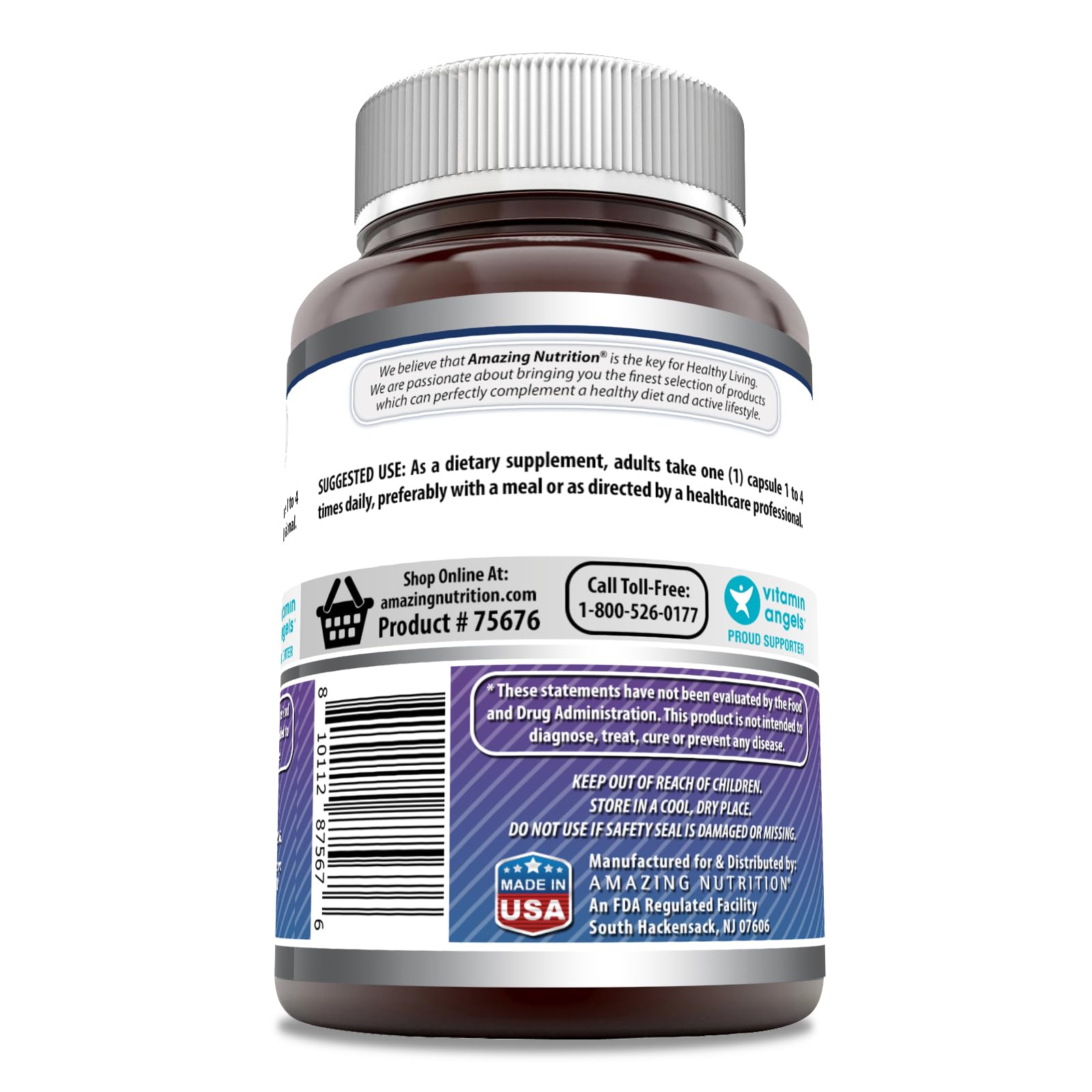 Amazing Nutrition Magnésium Glycinate étiquette-emballage avec informations claires