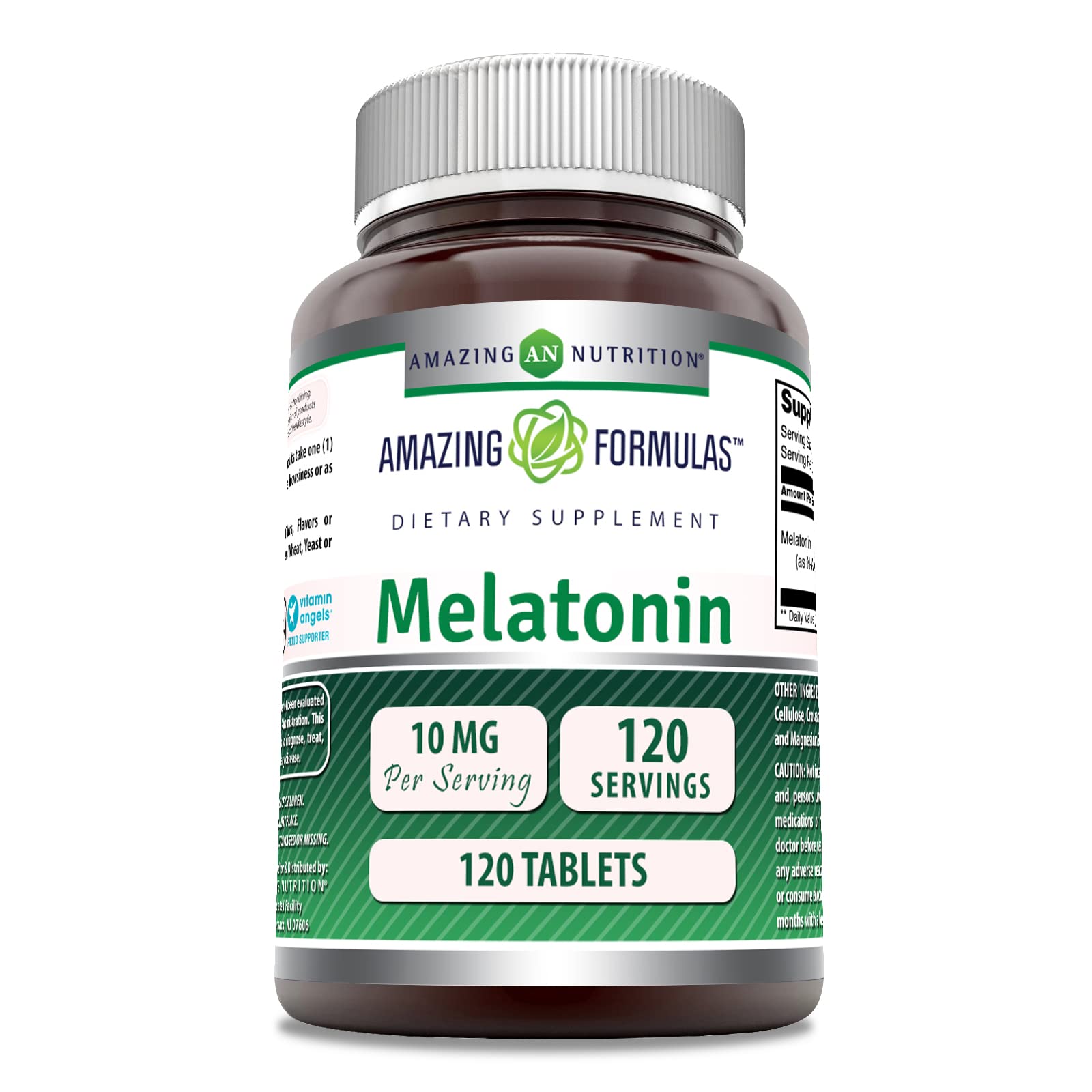 Amazing Nutrition Mélatonine 10 mg – tablettes, soutien potentiel du sommeil nocturne.