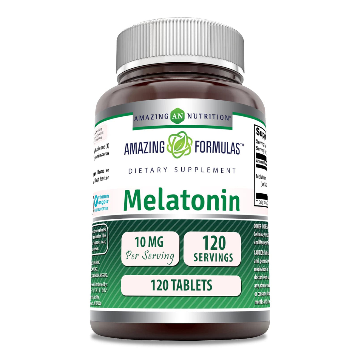 Amazing Nutrition Mélatonine 10 mg – tablettes, soutien potentiel du sommeil nocturne.
