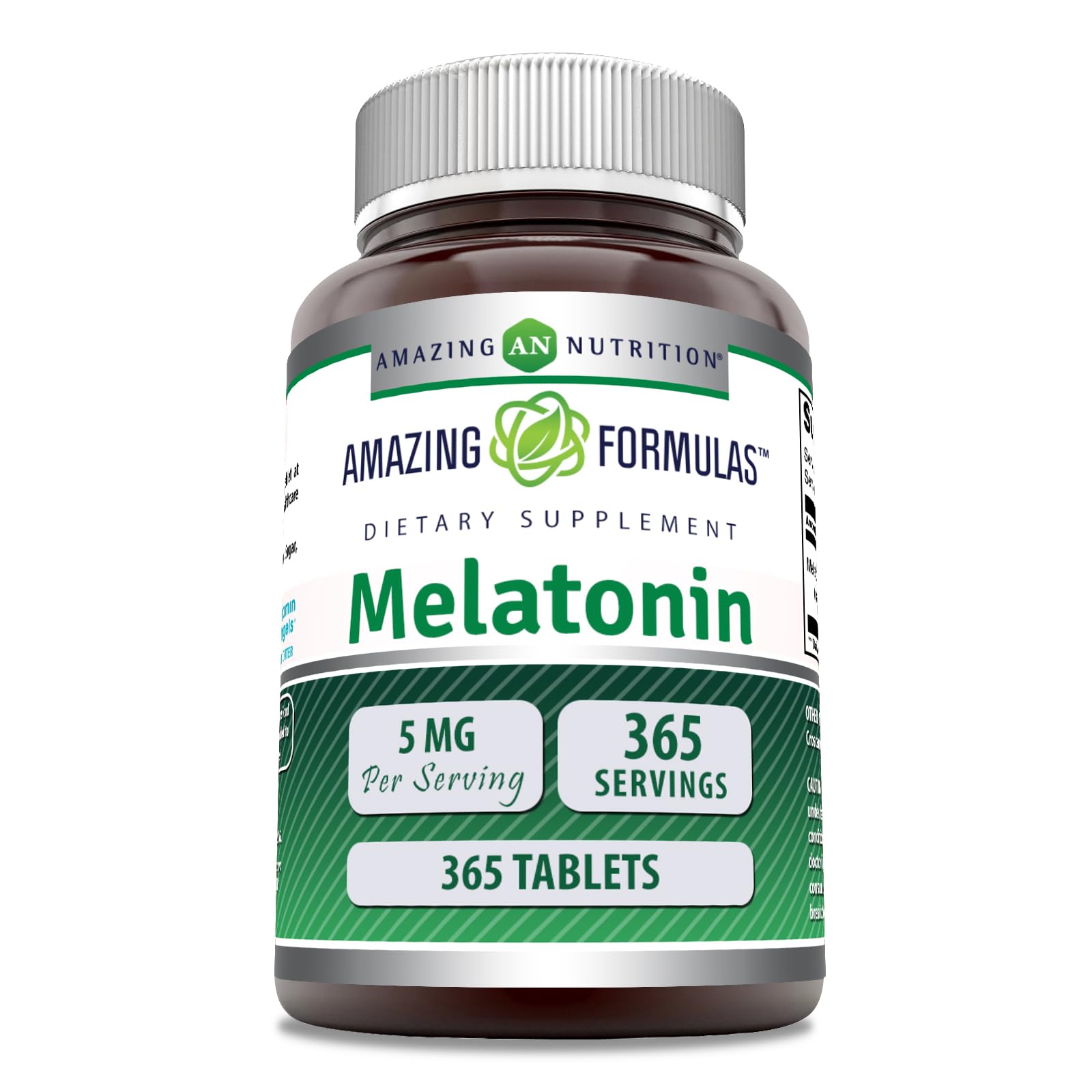 Amazing Nutrition Mélatonine 5 mg – bouteille, peut favoriser l'endormissement occasionnel.