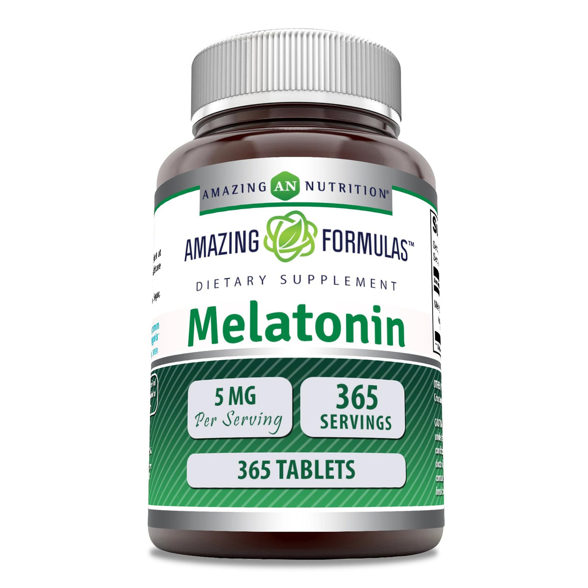 Amazing Nutrition Mélatonine 5 mg – bouteille, peut favoriser l'endormissement occasionnel.
