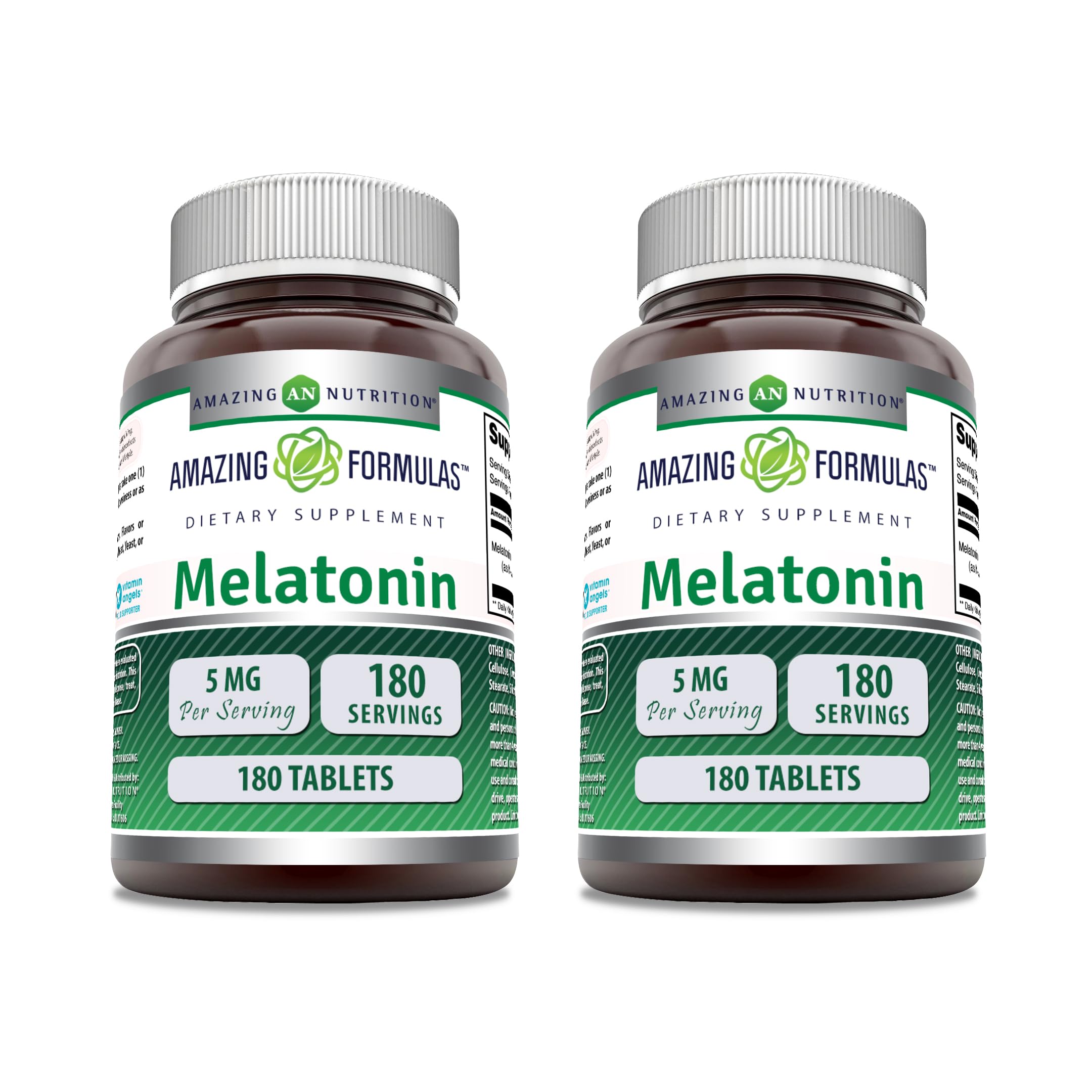 Bouteille Amazing Nutrition Melatonine – 180 comprimés, dosage quotidien pratique.