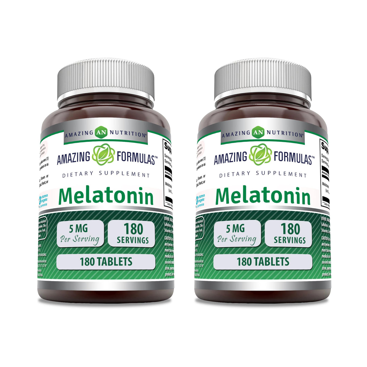 Bouteille Amazing Nutrition Melatonine – 180 comprimés, dosage quotidien pratique.