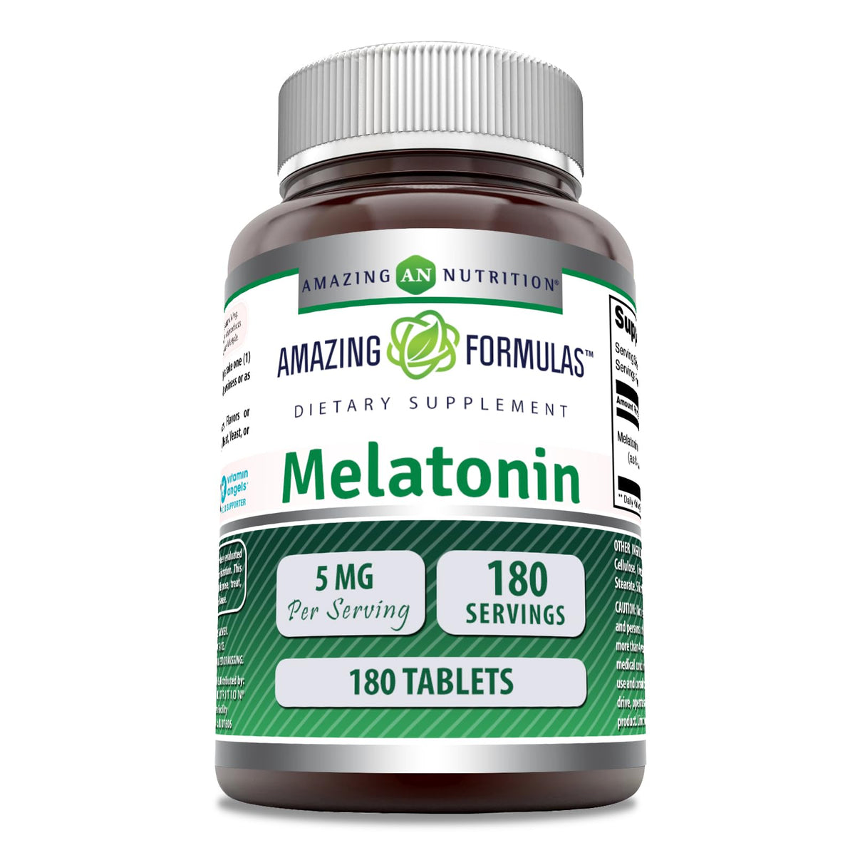 Amazing Formulas Mélatonine, bouteille vue avant, soutien potentiel au sommeil.