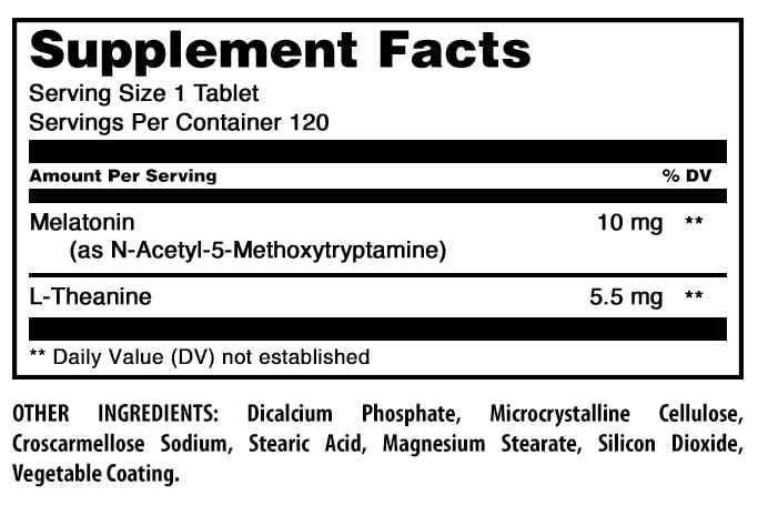 Amazing Nutrition mélatonine L-théanine - dosage 10 mg: formulation concentrée pour le soir.