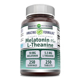 Amazing Nutrition Mélatonine et L-théanine, tablettes 250, soutien du sommeil et de la relaxation.