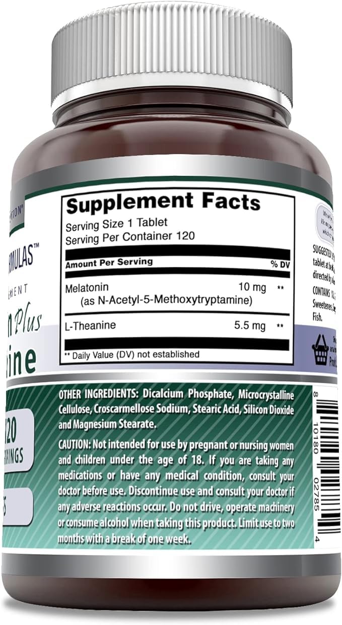 Amazing Nutrition Mélatonine Theanine comprimés, emballage extérieur clair