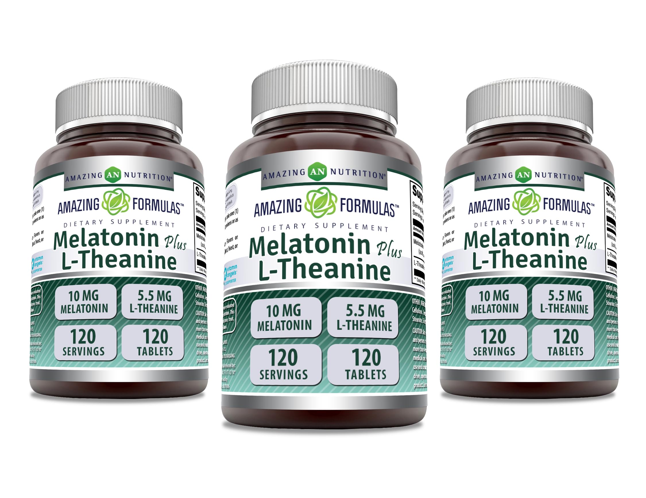 Amazing Nutrition Mélatonine Theanine comprimés, flacon, routine du soir relaxante