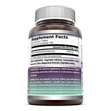 Amazing Nutrition MSM, étiquette sans OGM et transparence des ingrédients.