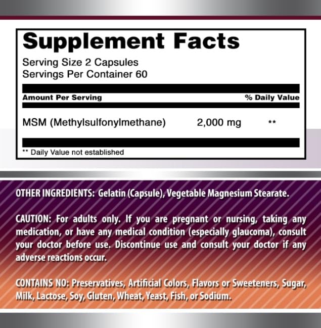 Amazing Nutrition MSM : sans gluten et sans OGM pour une tranquillité d'esprit.