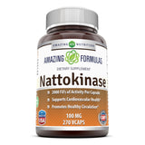 Amazing Nutrition nattokinase, bouteille de capsules végétales pour le soutien de la circulation.
