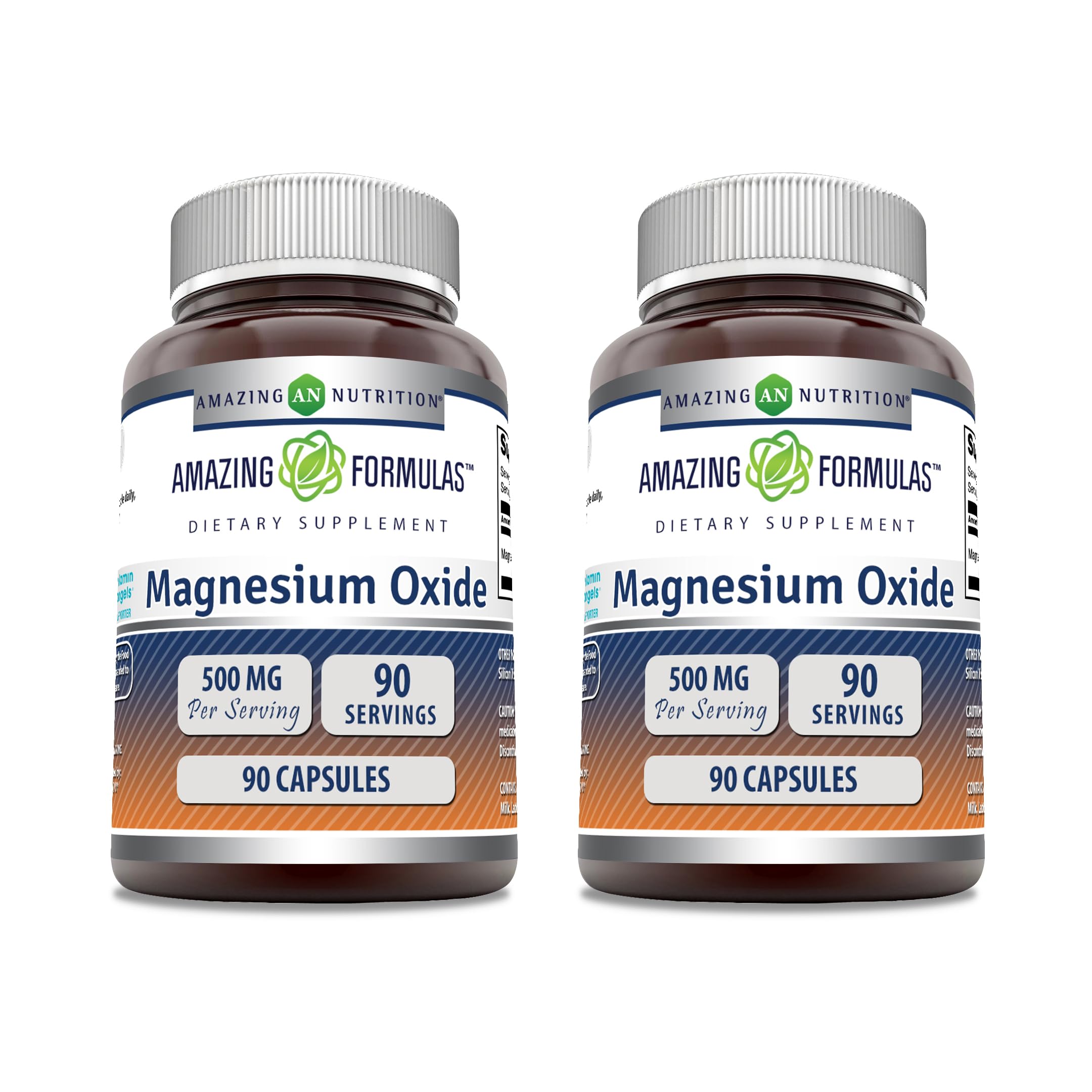 Amazing Nutrition oxyde de magnésium 500 mg capsules dans boîte, soutien potentiel des fonctions musculaires.