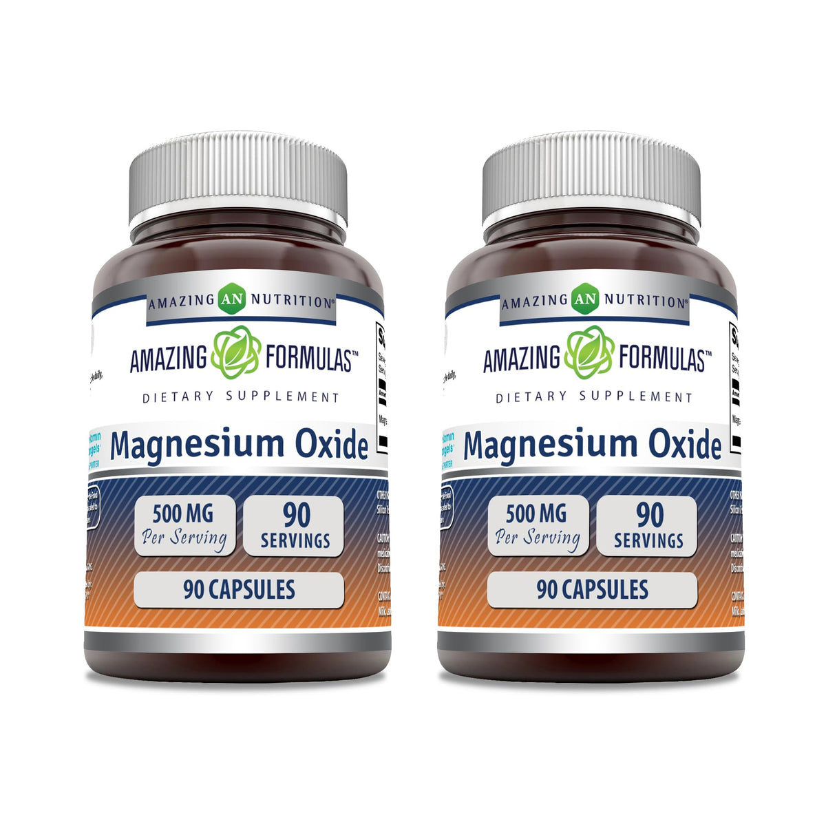 Amazing Nutrition oxyde de magnésium 500 mg capsules dans boîte, soutien potentiel des fonctions musculaires.