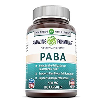 Capsules sans gluten Amazing Nutrition PABA 500 mg pour le quotidien.