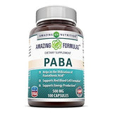 Capsules sans gluten Amazing Nutrition PABA 500 mg pour le quotidien.