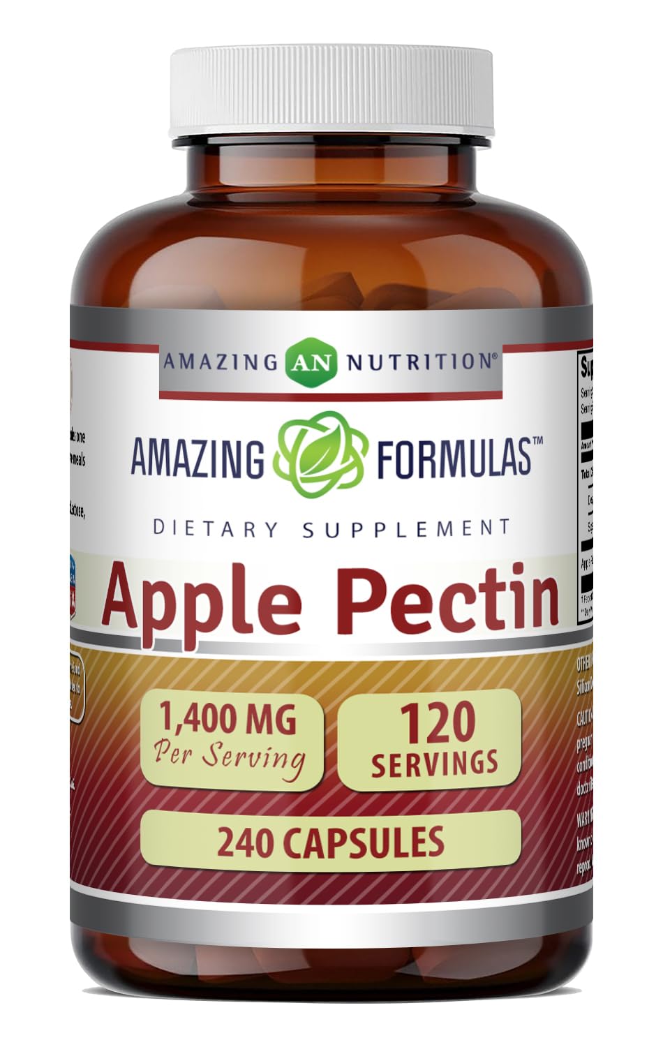 Amazing Nutrition pectine de pomme 1400 mg, capsules faciles à avaler.