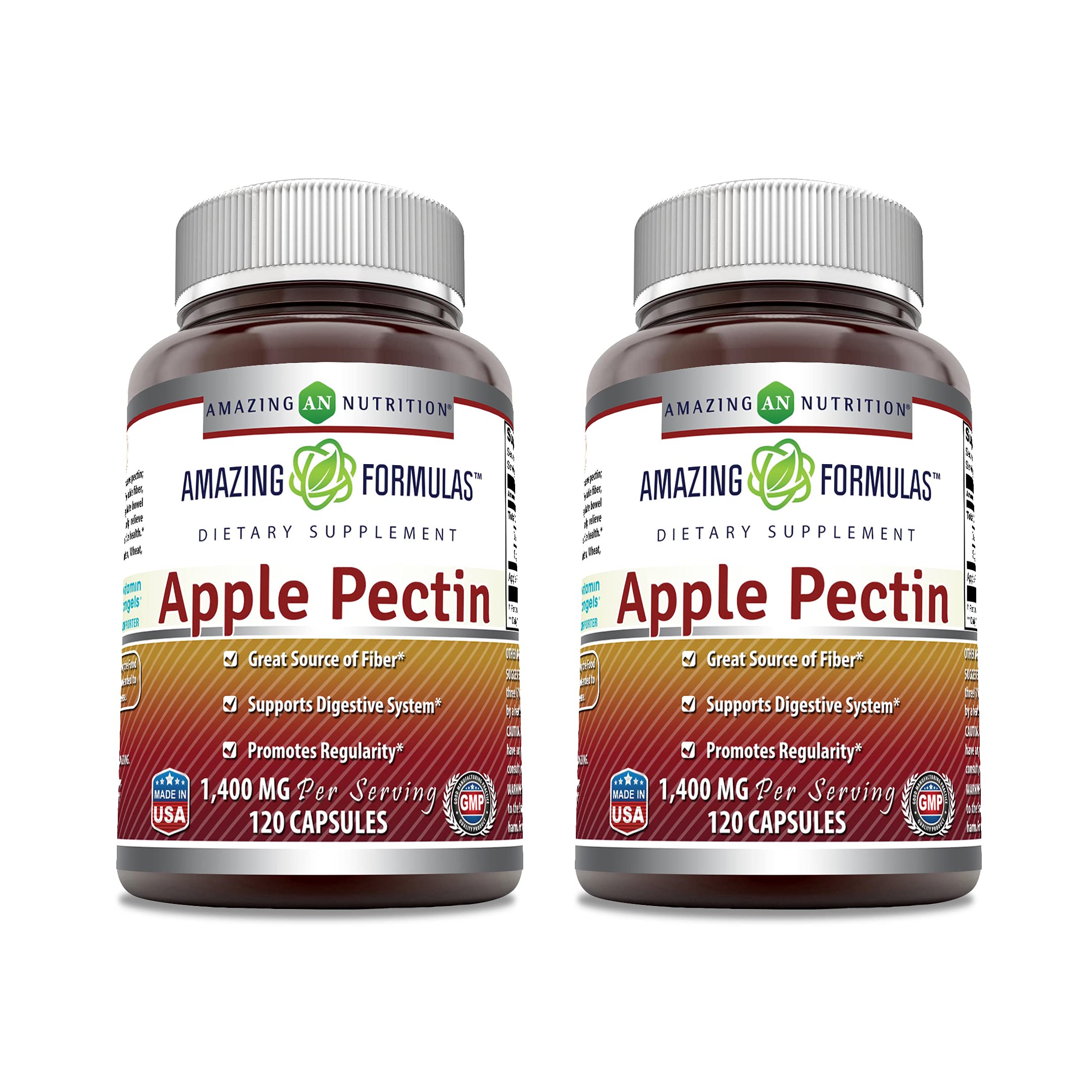 Gélules Amazing Nutrition à la pectine de pomme, soutien potentiel au confort digestif.