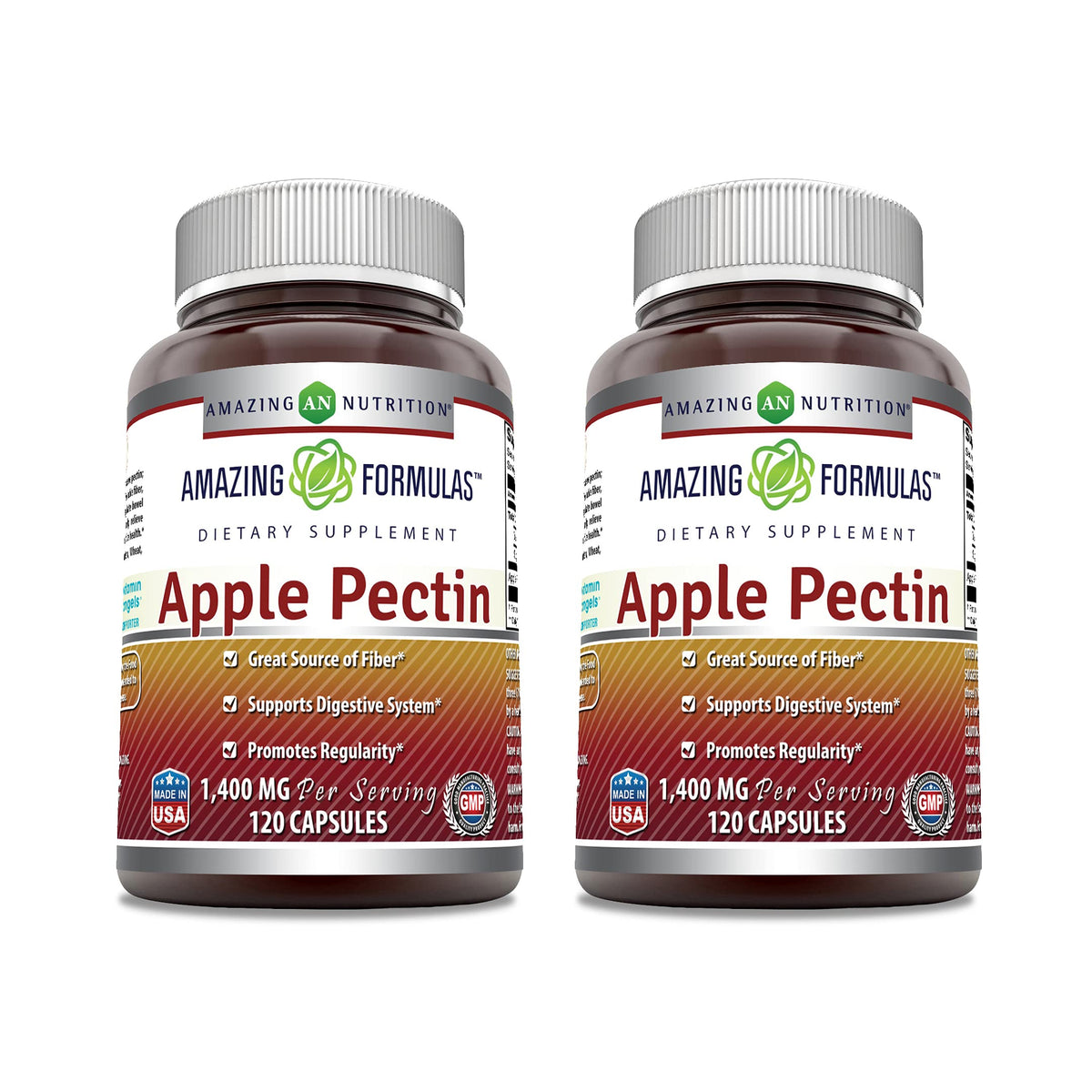 Gélules Amazing Nutrition à la pectine de pomme, soutien potentiel au confort digestif.