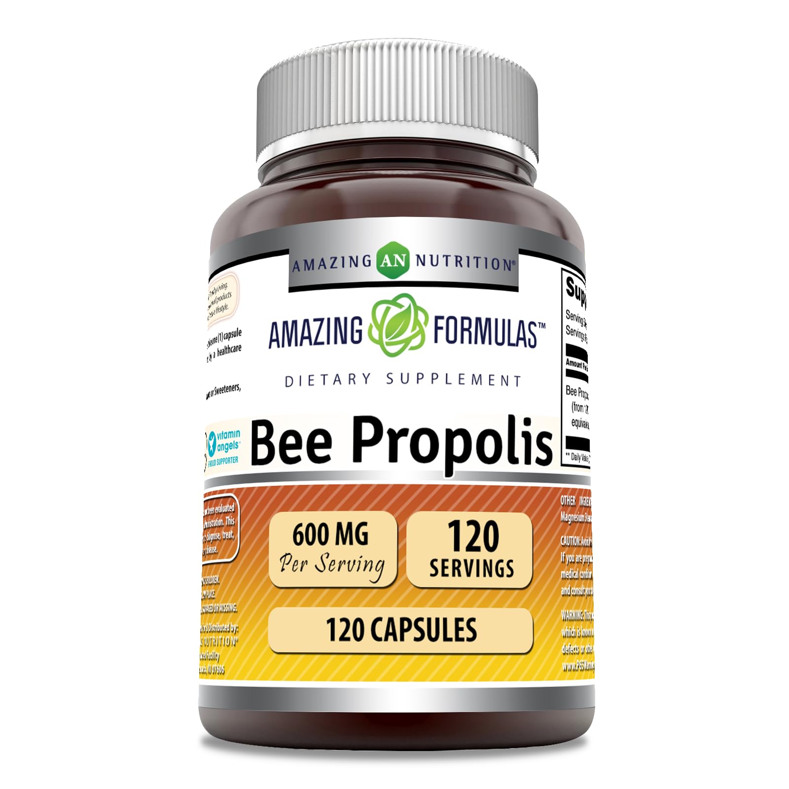 Amazing Nutrition Propolis 600mg - bouteille, soutien potentiel au bien-être quotidien.