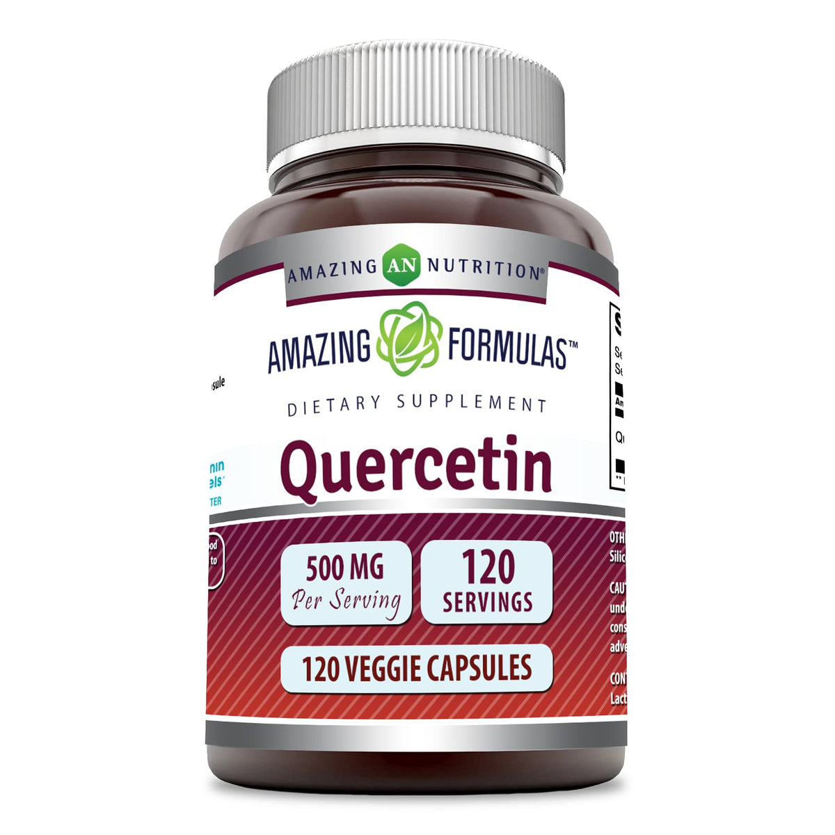 Quercétine 500 mg d'Amazing Nutrition, capsules faciles à avaler pour le bien-être général.