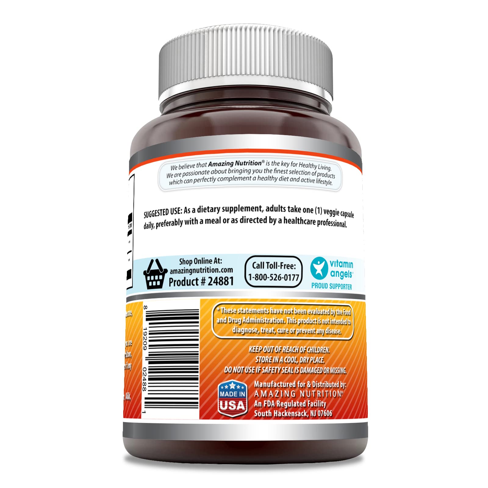 Amazing Nutrition Quercétine Berberine – boîte de 180 capsules adaptée au régime végétarien et sans OGM.