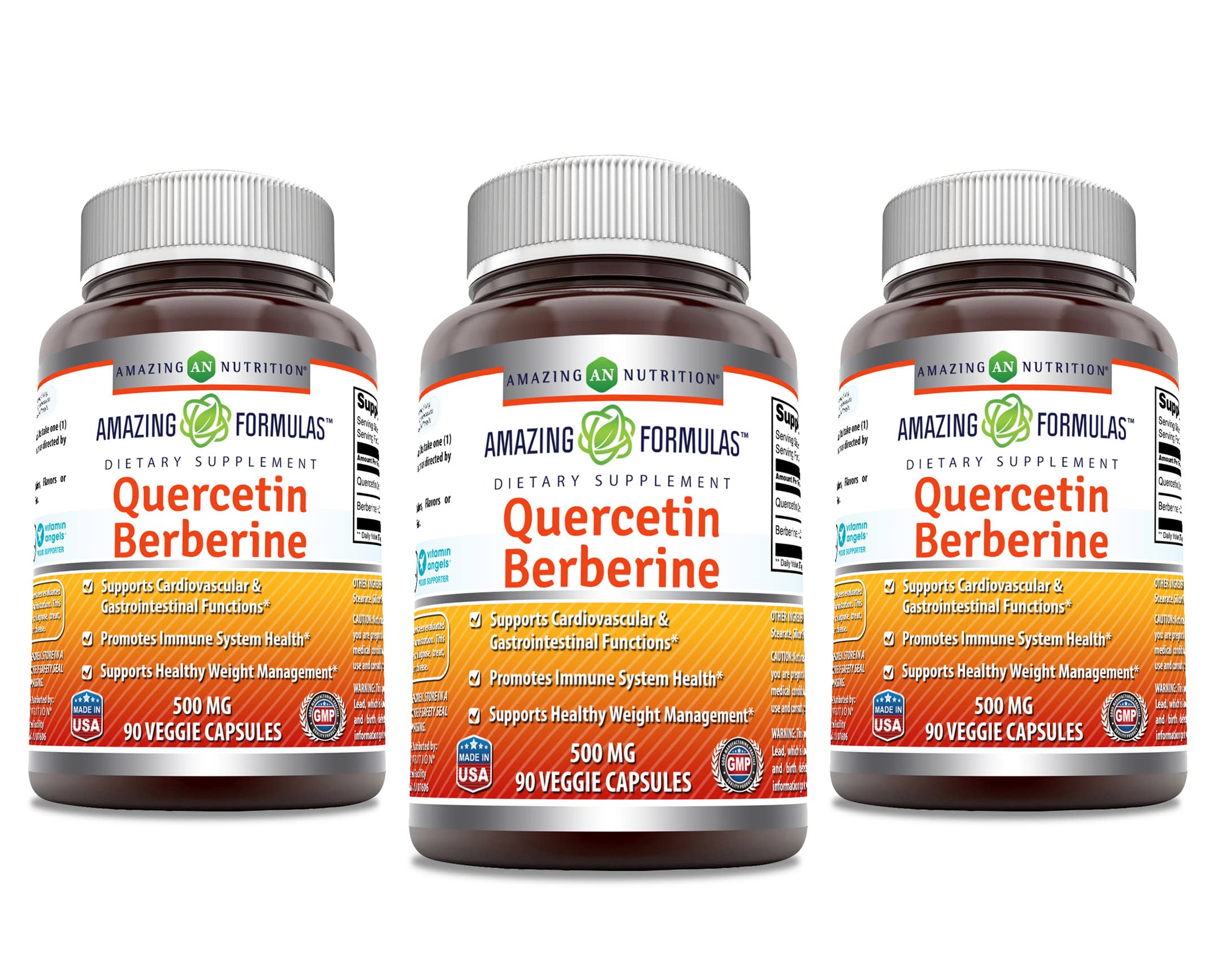 Amazing Nutrition Quercétine-Berberine en gélules, soutien potentiel au bien-être quotidien.