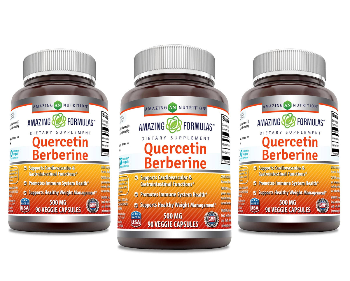 Amazing Nutrition Quercétine-Berberine en gélules, soutien potentiel au bien-être quotidien.