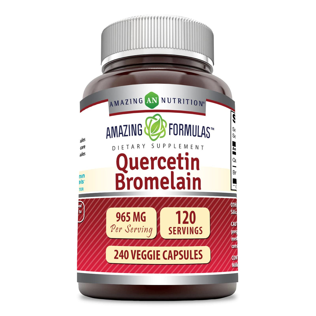 Amazing Nutrition Quercétine 800 mg avec Bromélaïne 165 mg – capsules: absorption améliorée et soutien immunitaire potentiel.