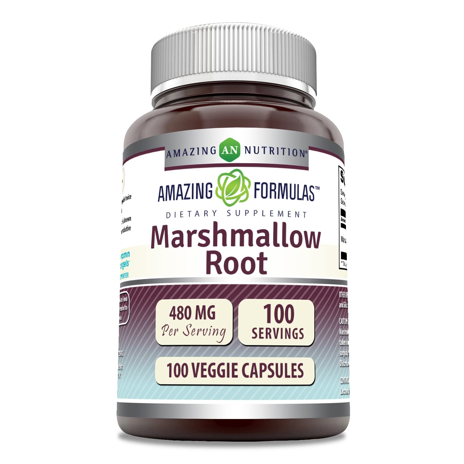 Amazing Nutrition racine de guimauve - bouteille: potentiel soutien digestif quotidien et facilité d’utilisation.