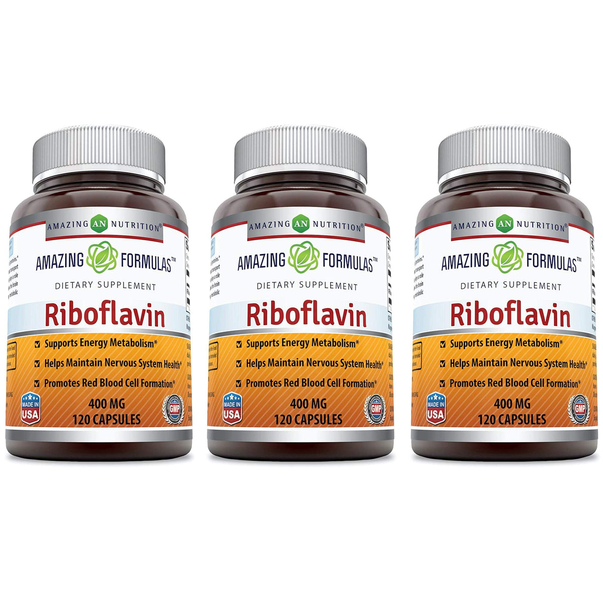 Amazing Nutrition riboflavine 400 mg capsules: faciles à avaler pour soutenir l'énergie quotidienne.