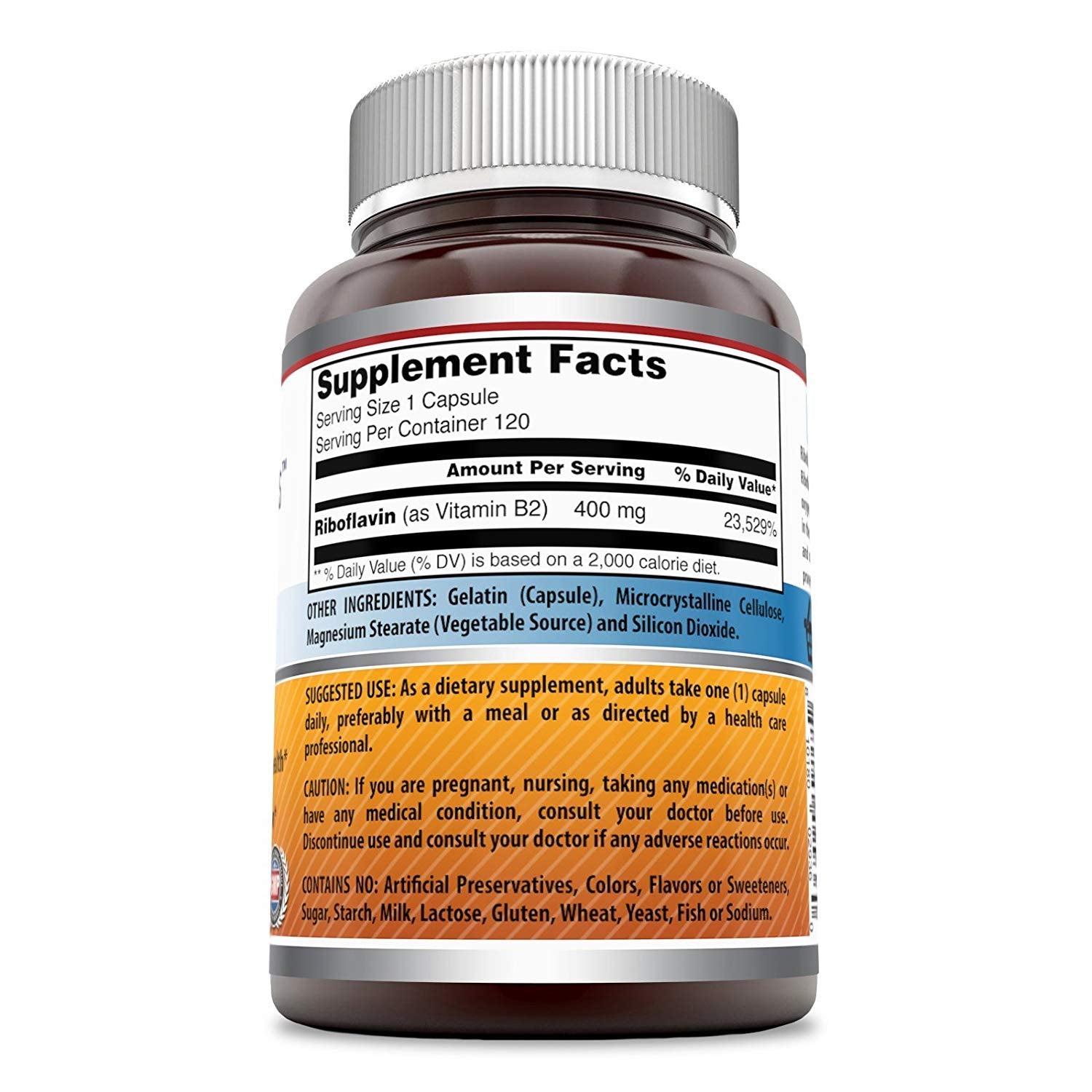 Amazing Nutrition riboflavine 400 mg étiquette: informations claires et fiabilité assurée.