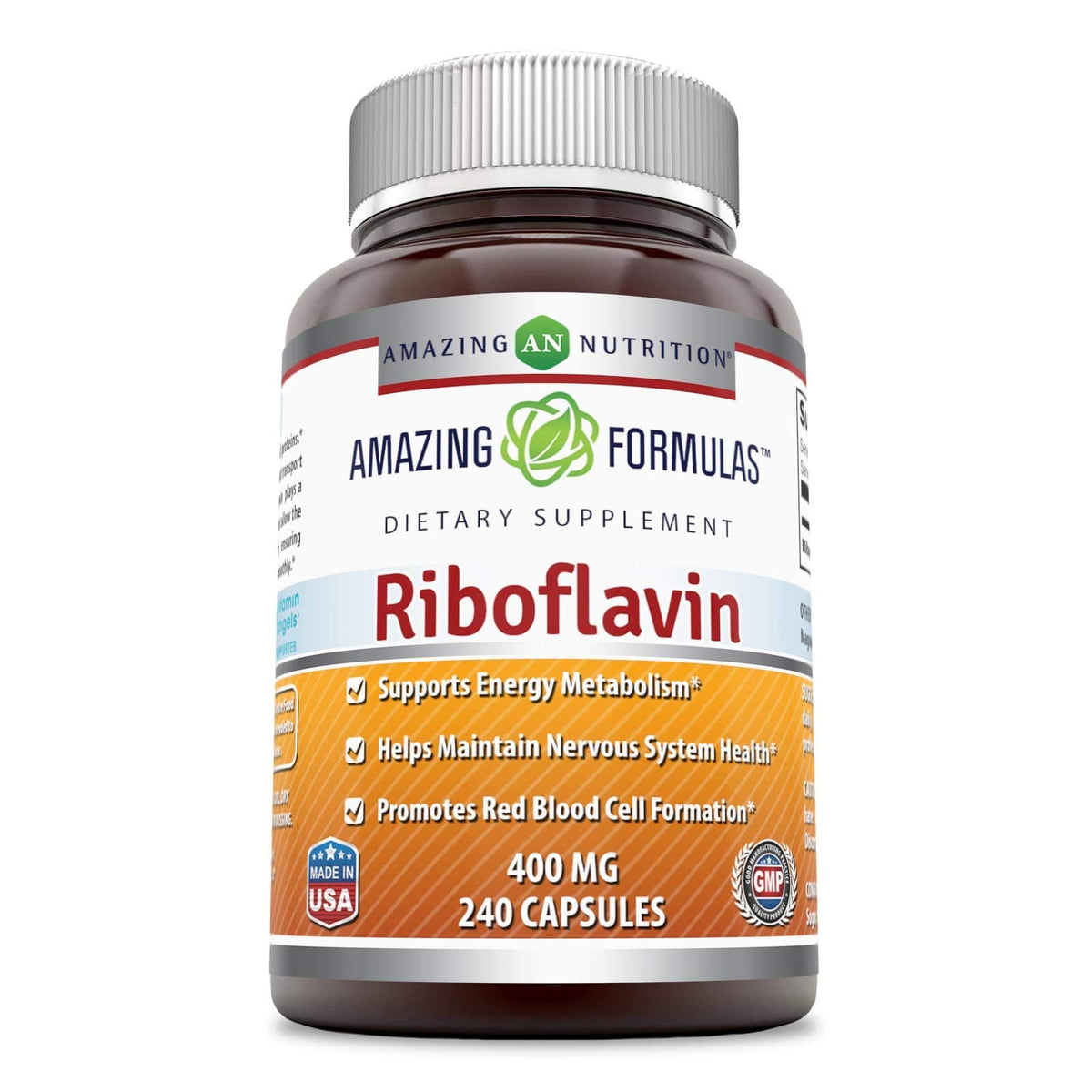 Amazing Nutrition riboflavine 400mg – bouteille: soutien du métabolisme et énergie quotidienne.