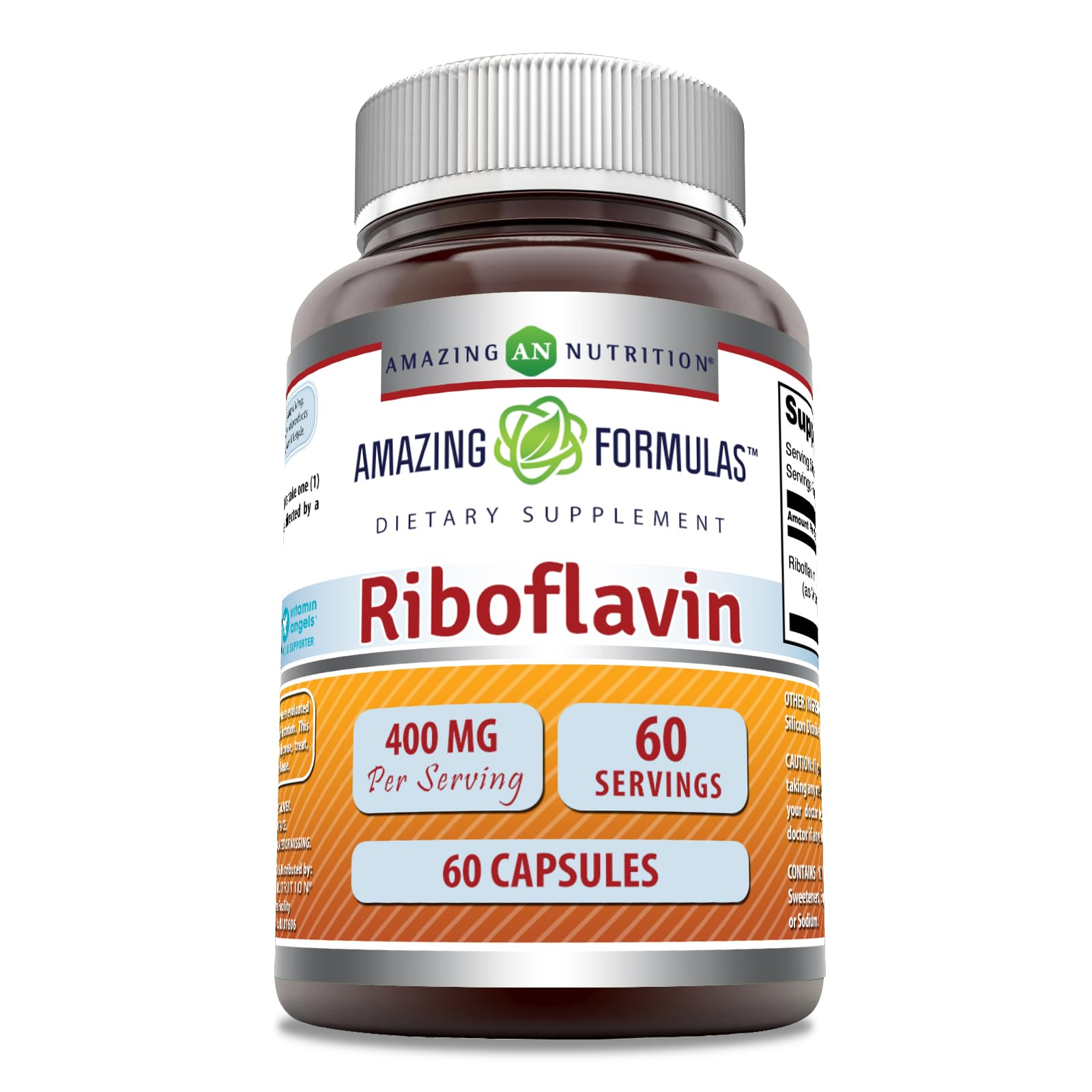 Amazing Nutrition Riboflavine – bouteille avant, source fiable de vitamine B2 pour le quotidien