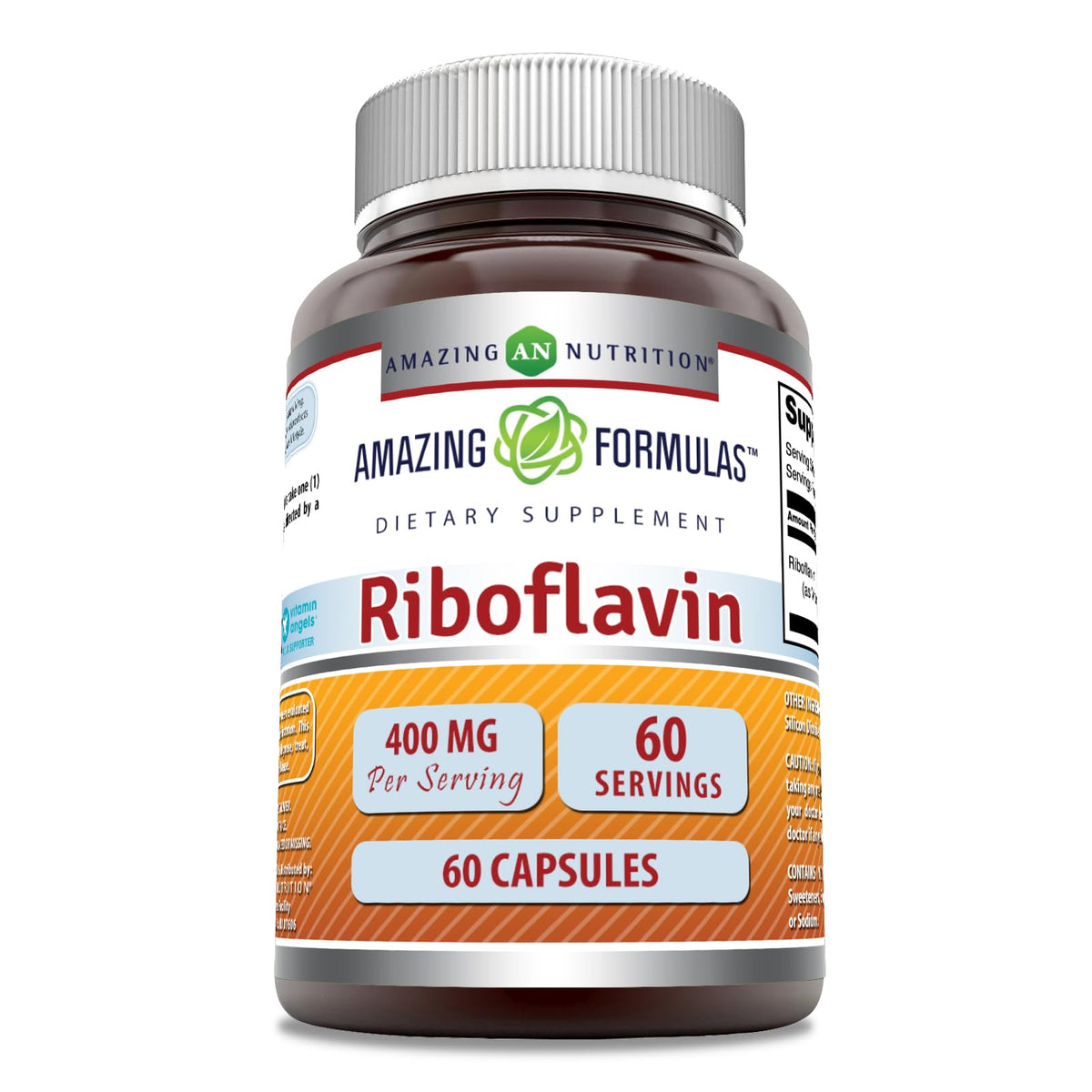 Amazing Nutrition Riboflavine – bouteille avant, source fiable de vitamine B2 pour le quotidien