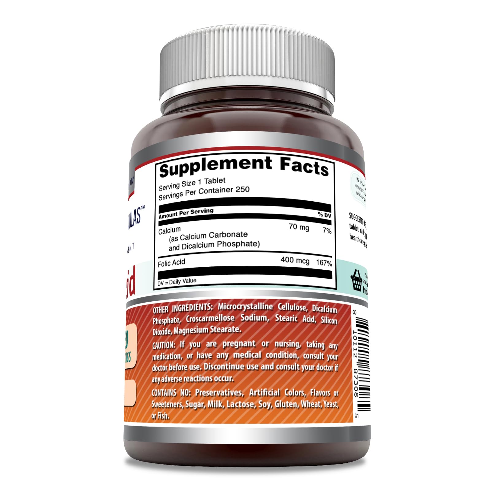 Amazing Nutrition tablettes acide folique 400 mcg - comprimés faciles à avaler.